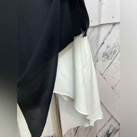 BCBGMaxazria Veronika High/Low Sleeveless Top Black White S - Picture 5 of 9